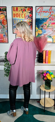 Giselle V neck Tunic Top - Mauve