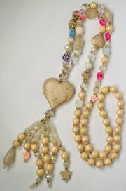 Sugarplum Beaded Heart Chain - Natural