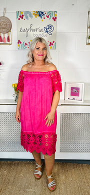 Adelaide Midi Dress - Hot Pink