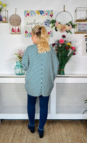 Hailey Glitter Striped Top - Teal