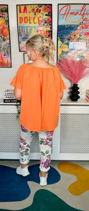Sugar Rush Ruffle Sleeve Top - Orange