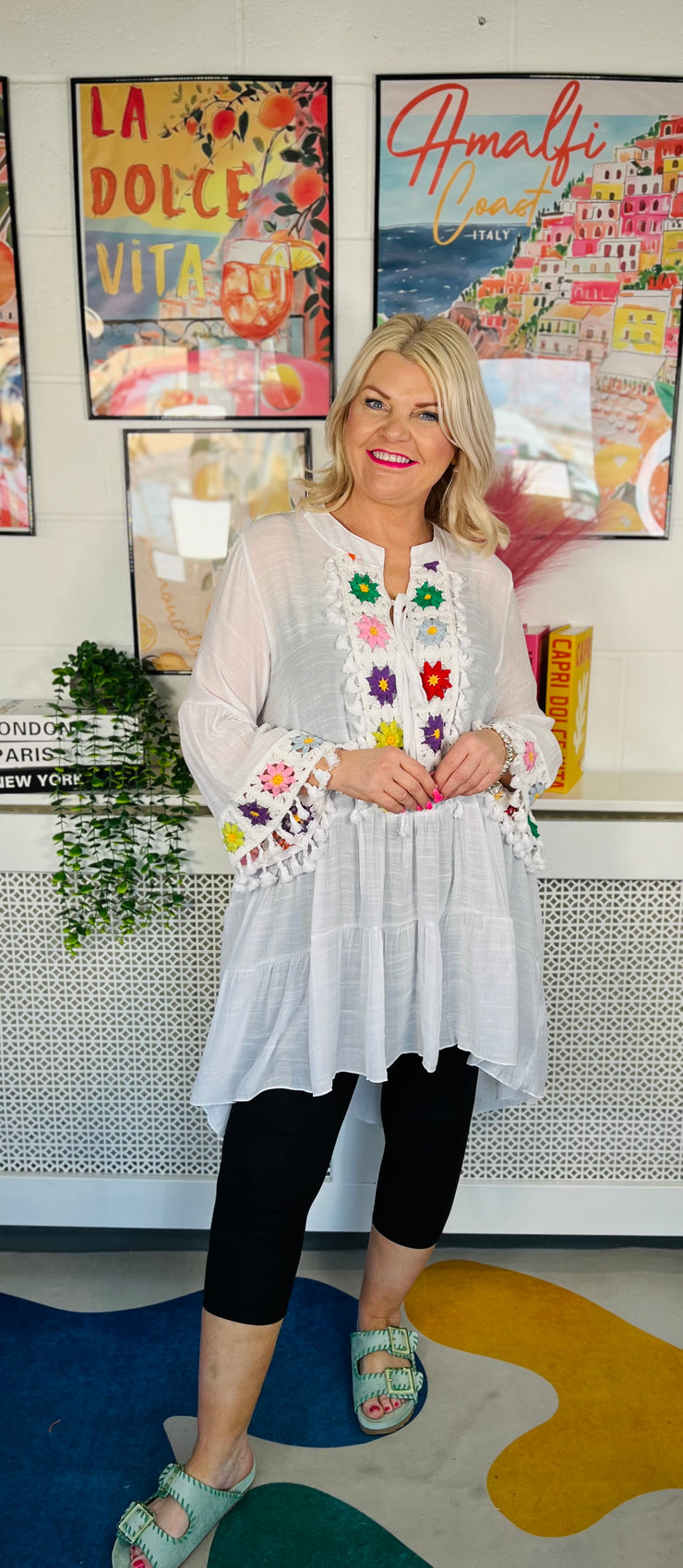 Fiesta Tunic Dress - White