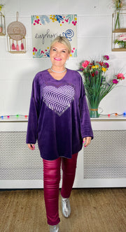Angelina Velvet Heart Top - Purple