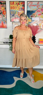 Sweet As Candy Midi Dress - Caramel