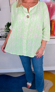 Waffle Whirl Cotton Top - Neon Green
