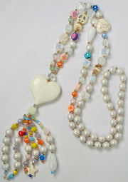 Sugarplum Beaded Heart Chain - White