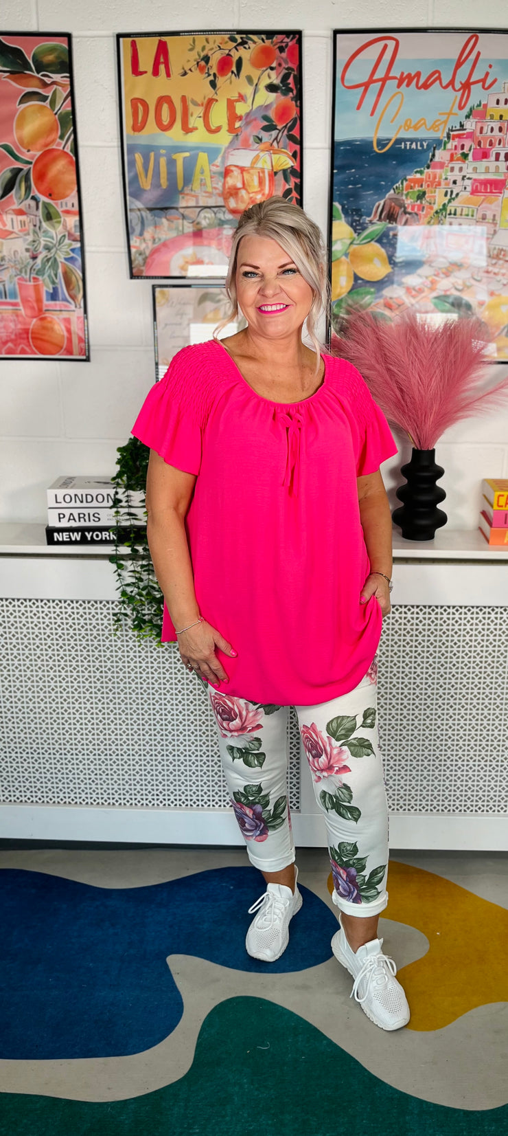 Sugar Rush Ruffle Sleeve Top - Lipstick Pink
