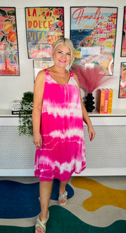 Sandy Tie Dye Dress - Hot Pink
