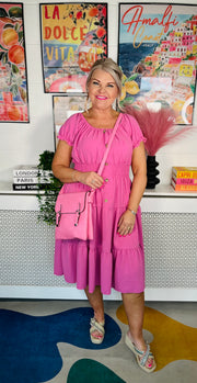 Sweet As Candy Midi Dress - Bubblegum Pink