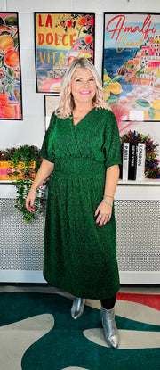 Midnight Glimmer Dress - Emerald Green