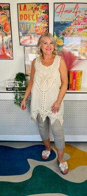 Butterfly Bliss Cotton Vest - Natural