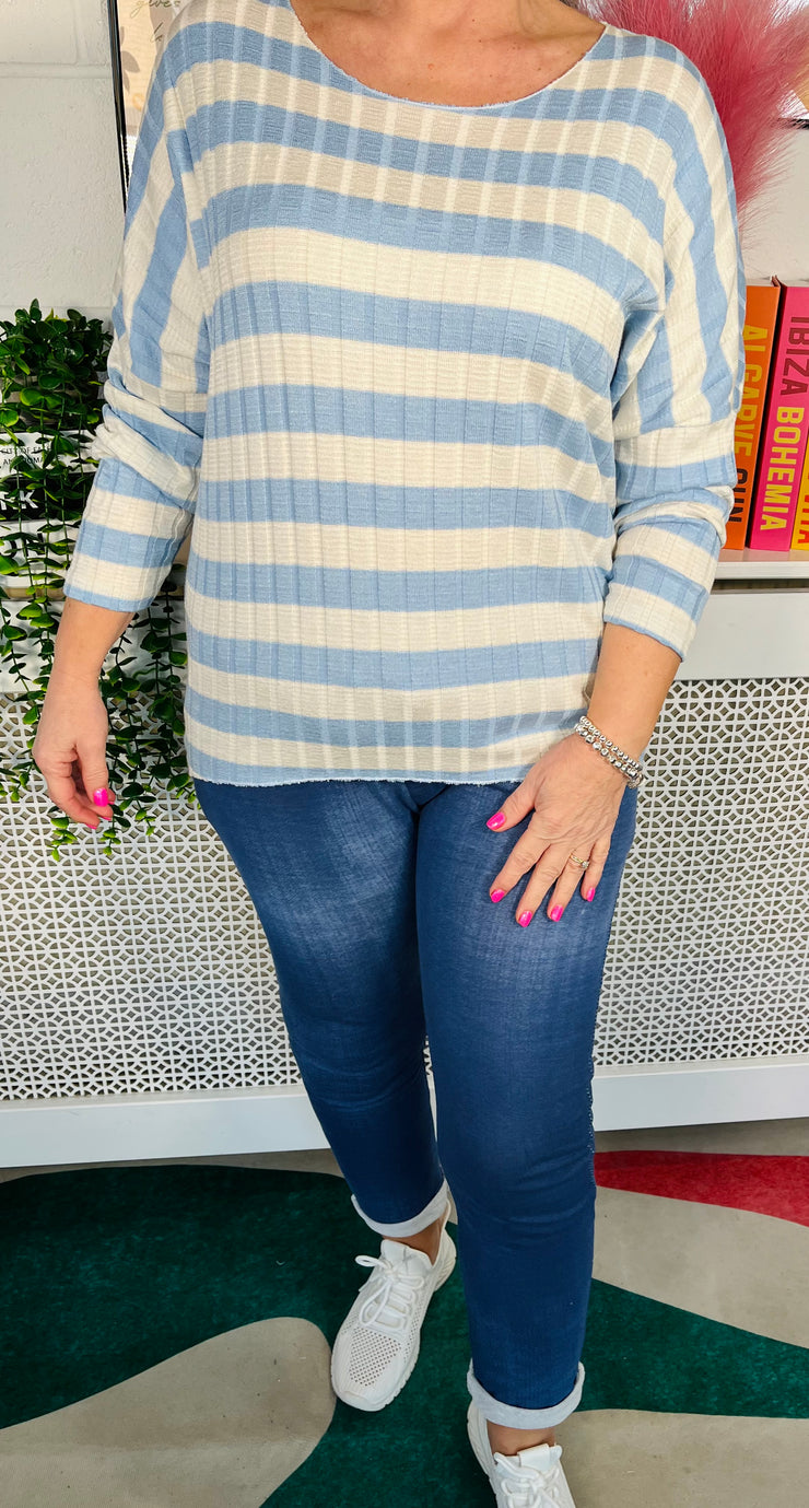 Penrose Striped Jumper - Baby Blue