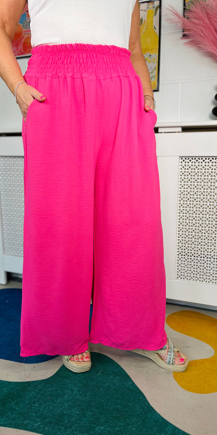 Suella Wide Leg Trousers - Lipstick Pink