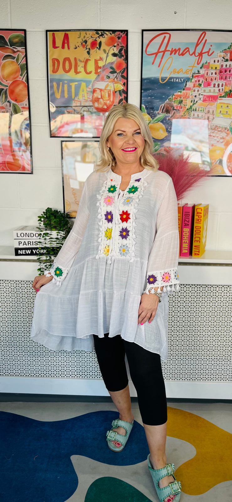 Fiesta Tunic Dress - White