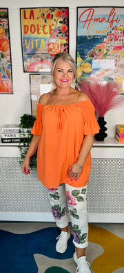 Sugar Rush Ruffle Sleeve Top - Orange