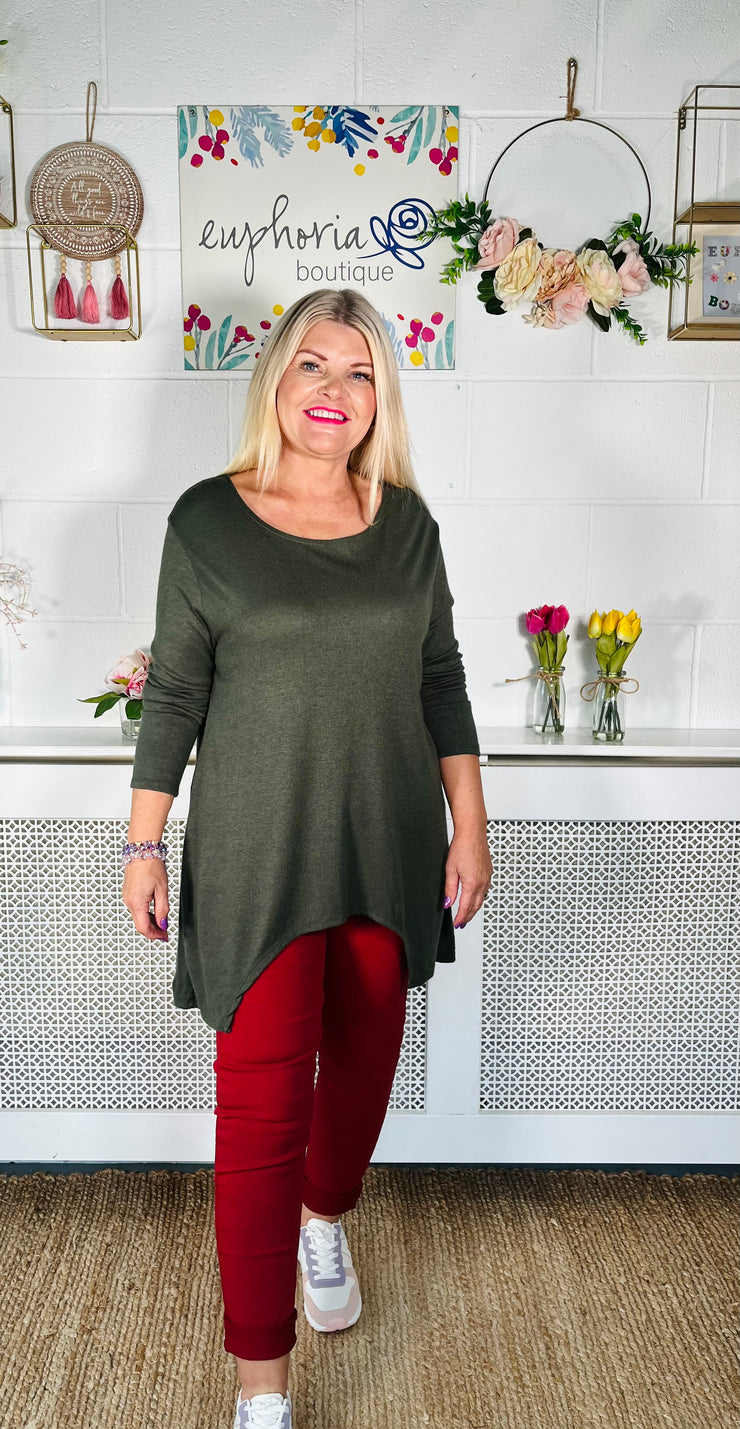Ladies free size Khaki comfy casual everyday knit