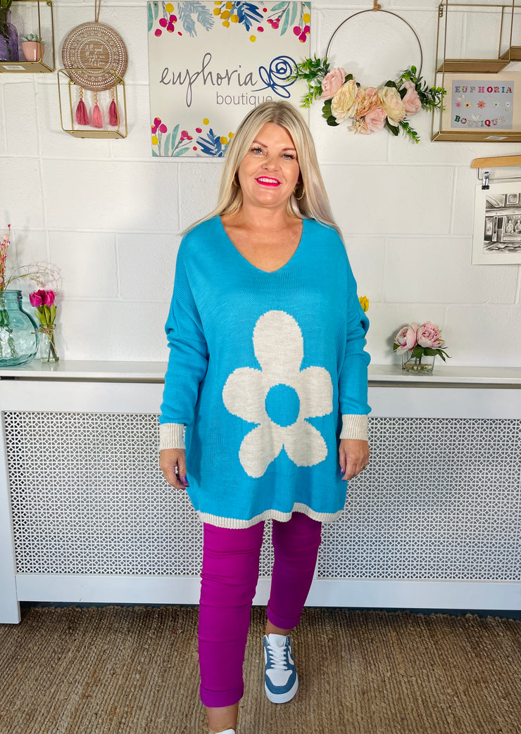 Cosy Bloom Knit - Electric Blue