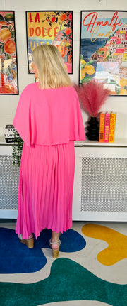 Lemonade Glow Pleated Dress - Lipstick Pink