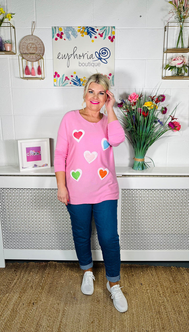 Candy Hearts Sweater - Baby Pink
