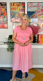 Valley Ribbed Dress - Candy Pink