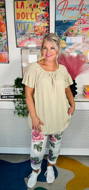 Sugar Rush Ruffle Sleeve Top - Natural