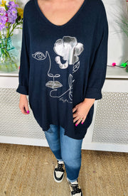 Blossoming Beauty Sweater - Navy