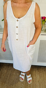 Nola Cotton Pocket Dress - White