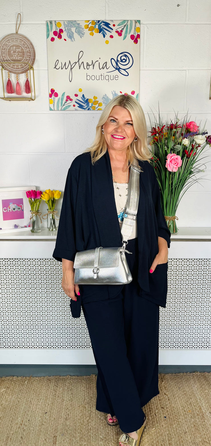 Suella Wide Leg Trousers - Navy
