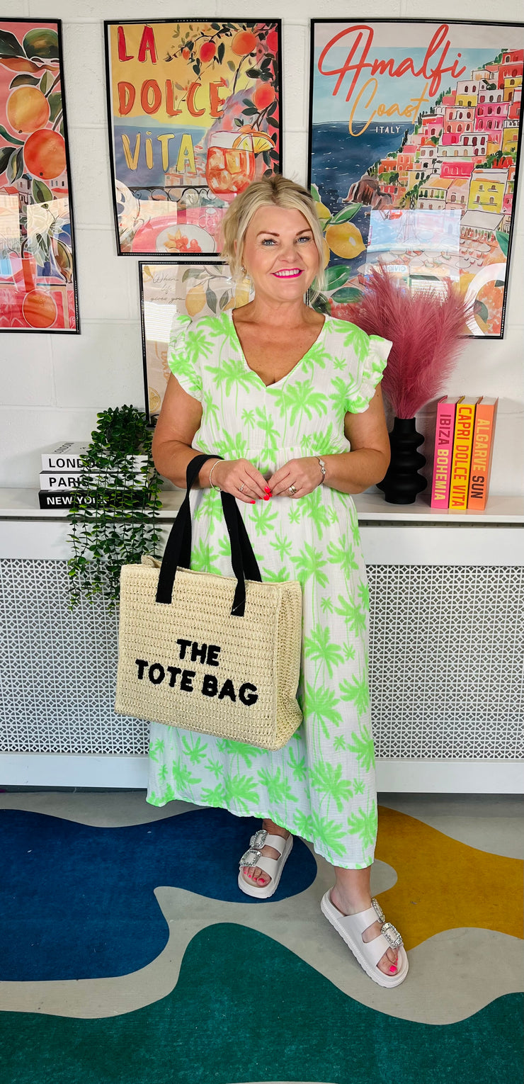 Tropical Sunrise Maxi Dress - Neon Green