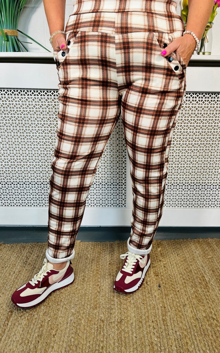 Amelie Checked Treggings - Copper