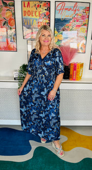 Dancing Wings Maxi Dress - Navy