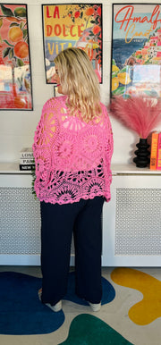 Seashell Crochet Top - Lipstick Pink