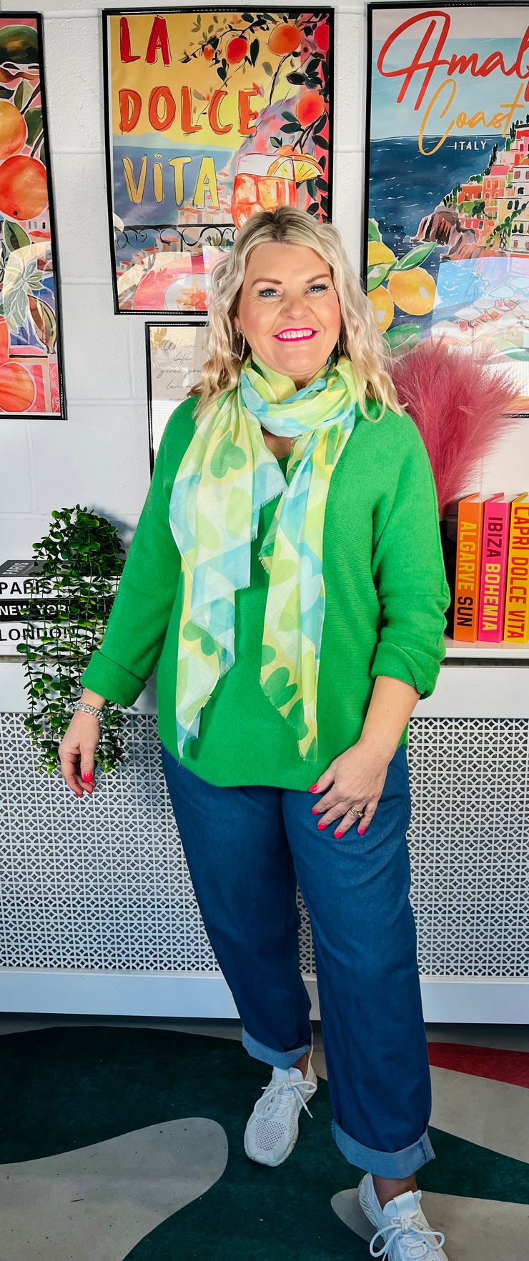 Vivid Heart Colourful Scarf/Shawl - Green