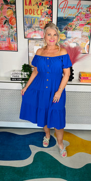 Sweet As Candy Midi Dress - Cobalt Blue