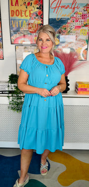 Sweet As Candy Midi Dress - Electric Blue