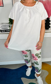 Sugar Rush Ruffle Sleeve Top - White