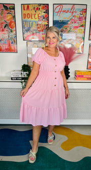 Sweet As Candy Midi Dress - Baby Pink