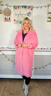 Tromso Faux Fur Coat - Bubble Gum Pink