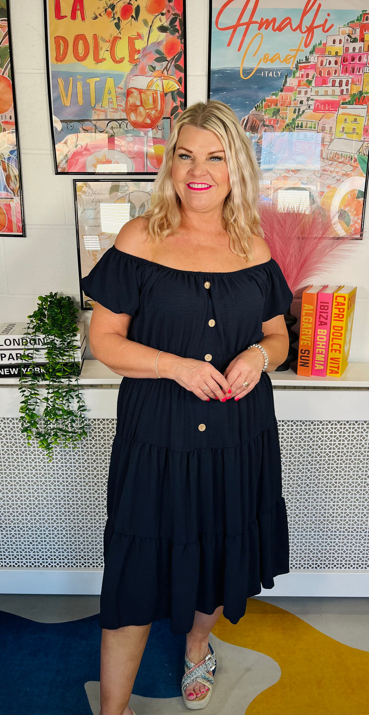 Sweet As Candy Midi Dress - Navy