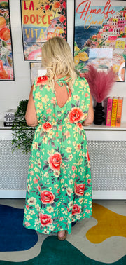 Summer Haze Floral Dress - Apple Green
