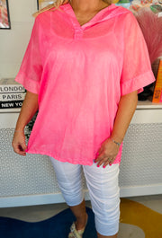 Neon Pop Hooded Top - Neon Pink