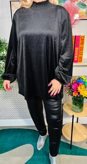 Sinead Velour Top -  Black