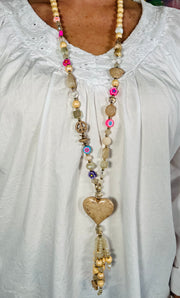 Sugarplum Beaded Heart Chain - Natural