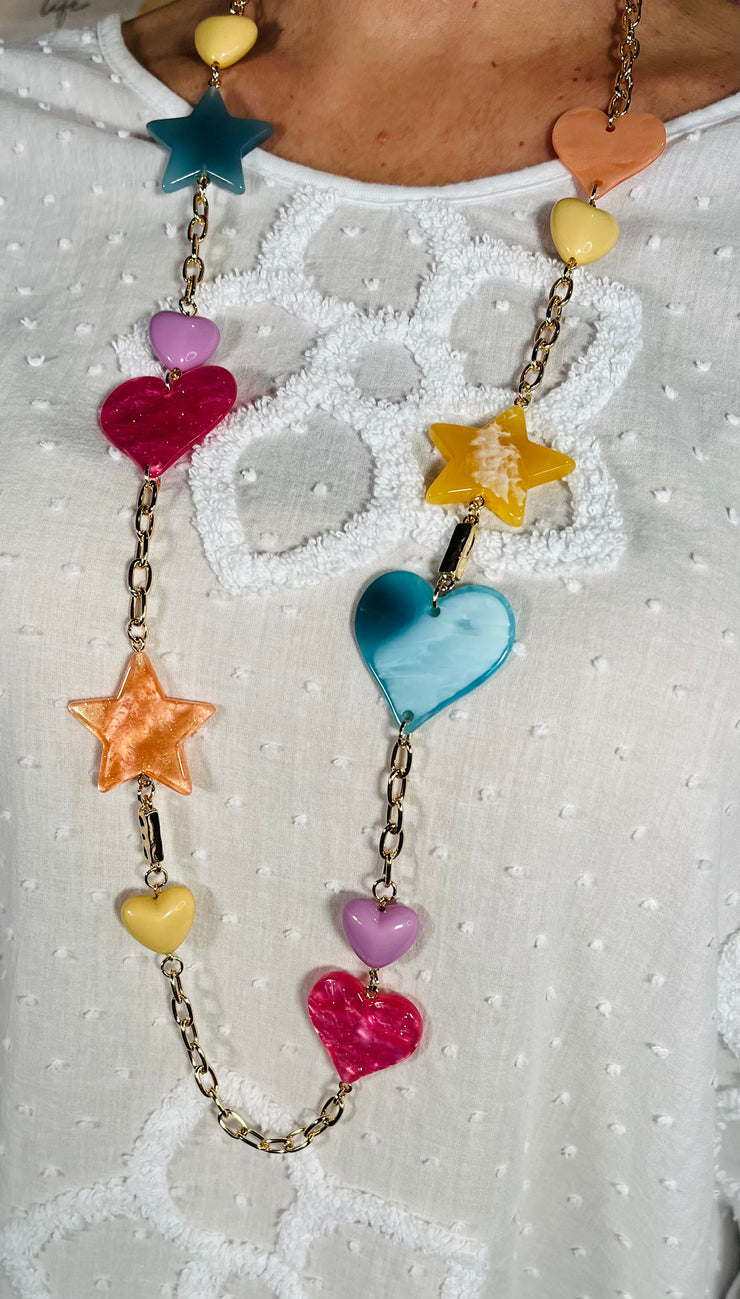 Langley Hearts and Stars Necklace - Multi