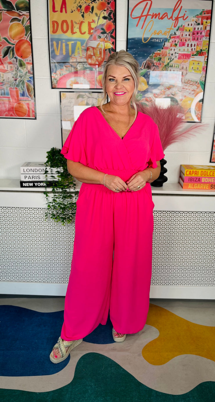 Picnic Perfect Jumpsuit - Lipstick Pink
