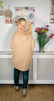 Gloria Luxe Faux Fur Hoodie - Caramel