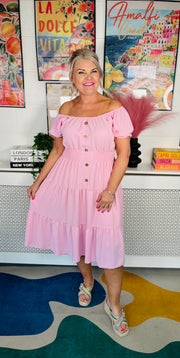 Sweet As Candy Midi Dress - Baby Pink