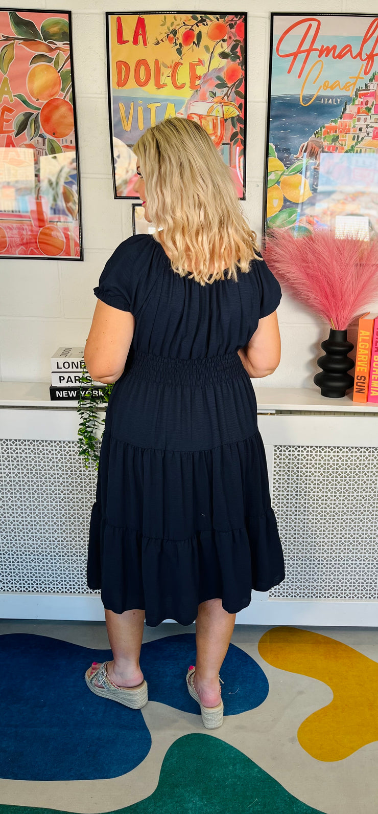 Sweet As Candy Midi Dress - Navy