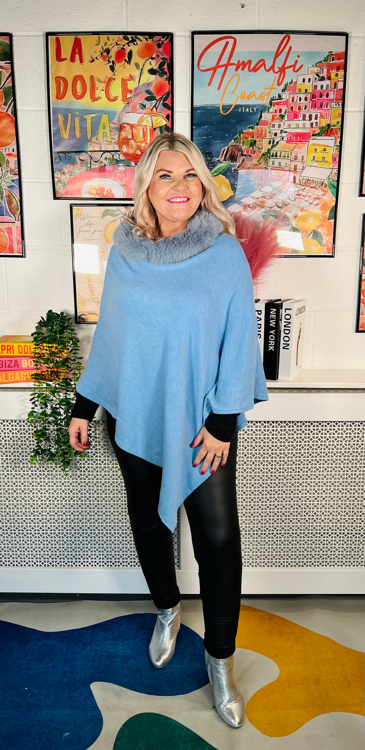 Radiant Winter Poncho - Baby Blue