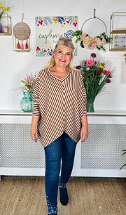 Hailey Glitter Striped Top - Tan